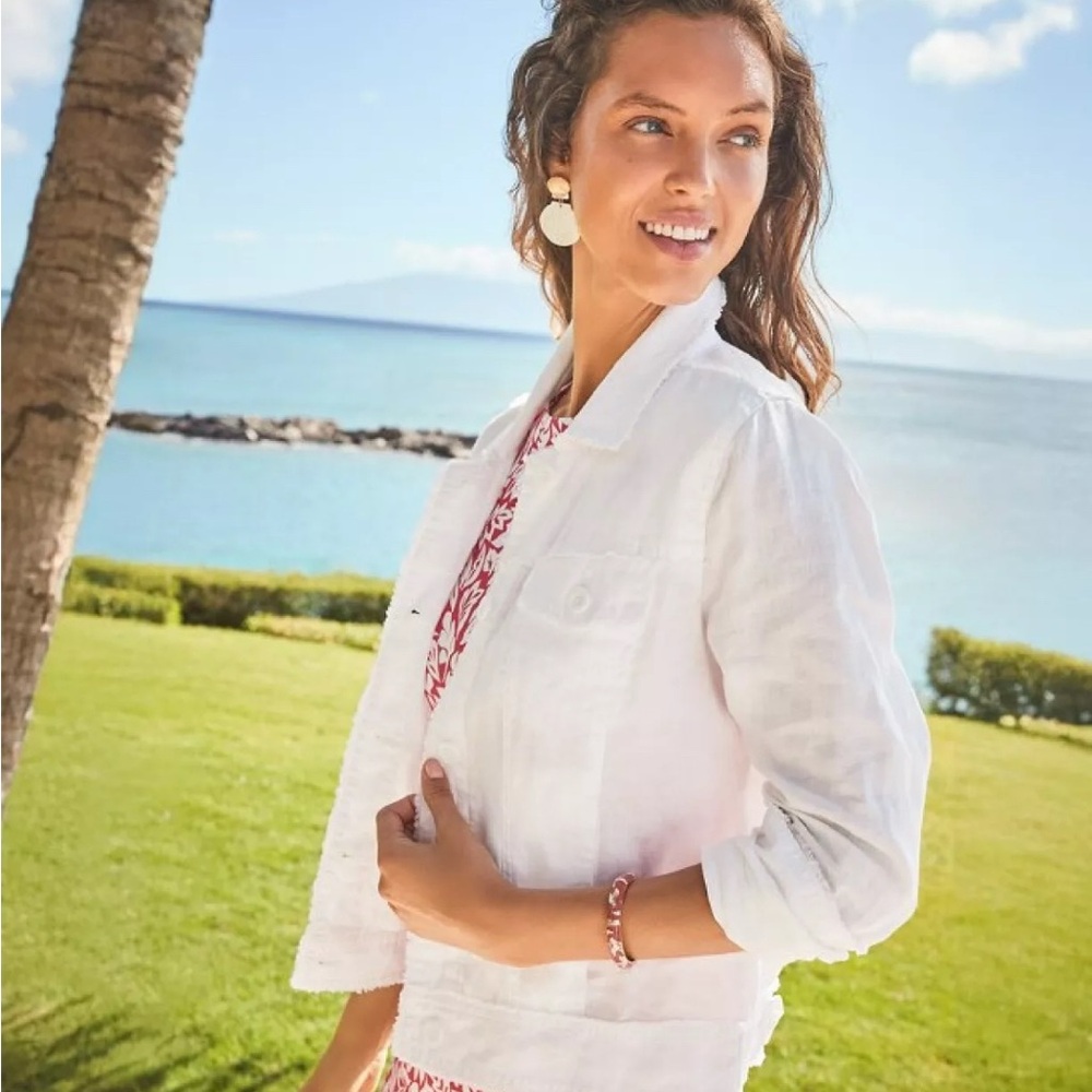 Tommy Bahama Two Palms Raw Edge  White Jacket Small